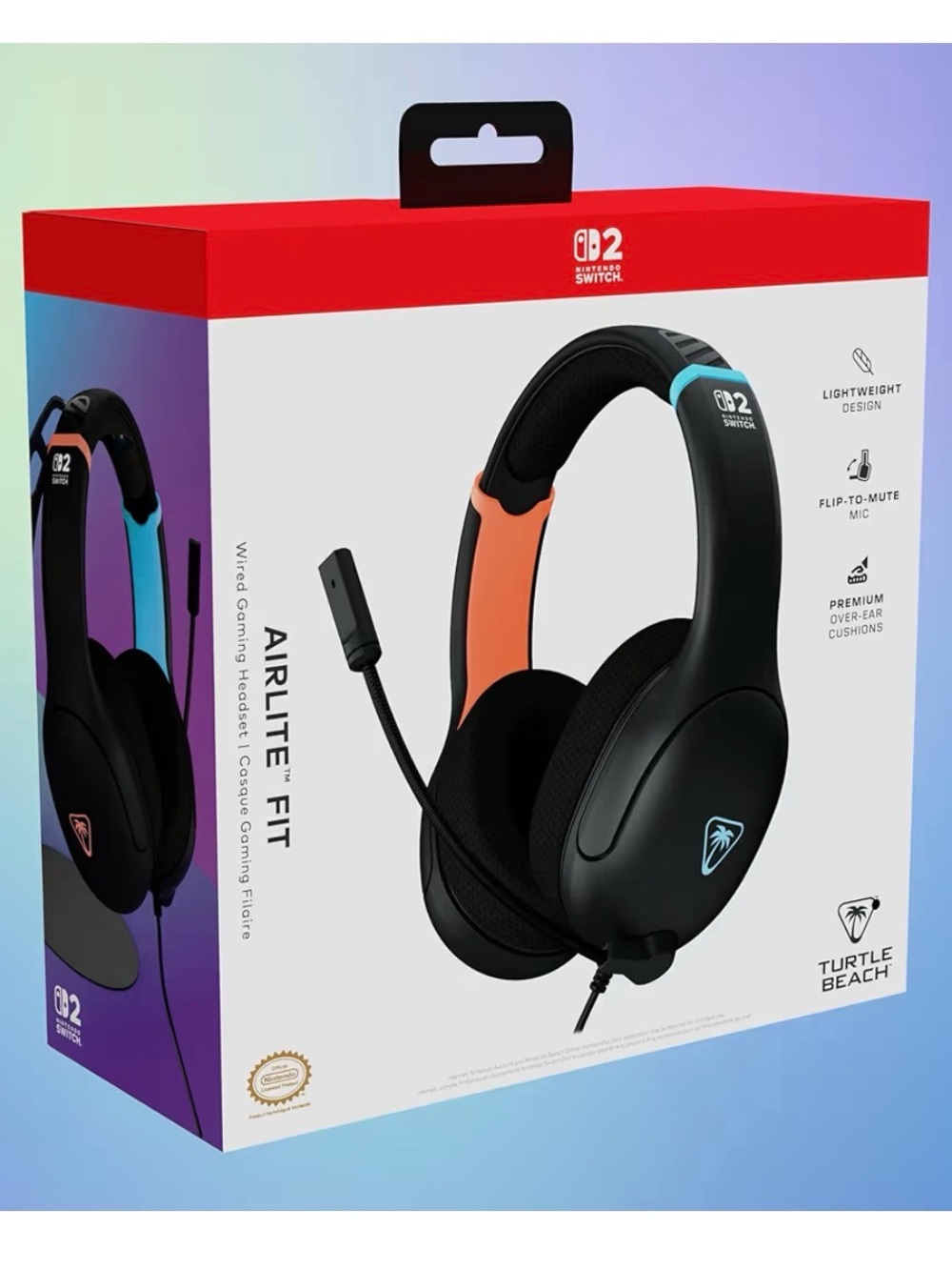 Airlite Fit Wired Gaming Headset - Black with red & Teal Accents